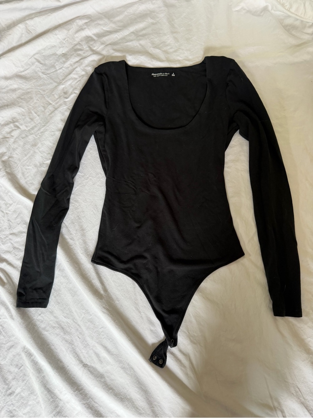 Abercrombie & Fitch Soft A&F Collection Long Sleeve Scoop Neck Bodysuit Black